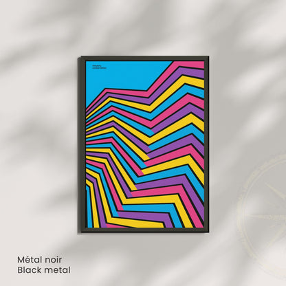 Affiche Op Art Géométrique – Lignes Colorées et Design Contemporain Dynamique