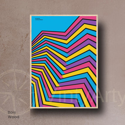 Affiche Op Art Géométrique – Lignes Colorées et Design Contemporain Dynamique