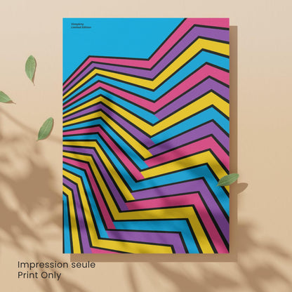 Affiche Op Art Géométrique – Lignes Colorées et Design Contemporain Dynamique