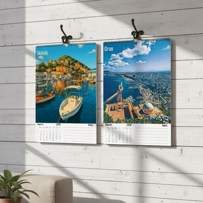 Calendrier Algérie 2026 – 12 Illustrations Artistiques des Villes d’Algérie