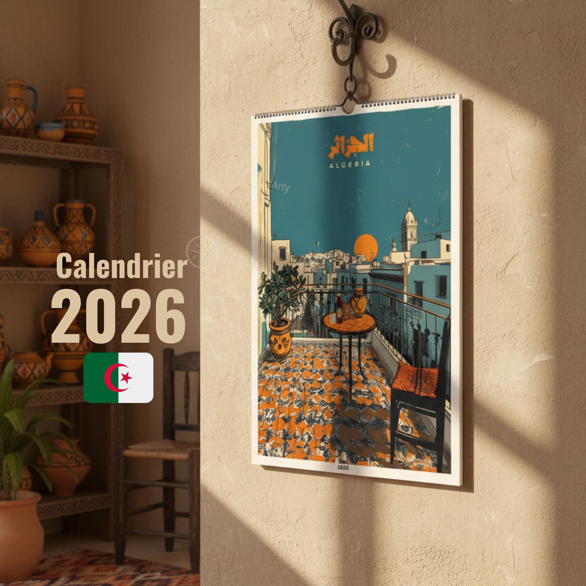 Calendrier Algérie 2026 – 12 Illustrations Artistiques des Villes d’Algérie
