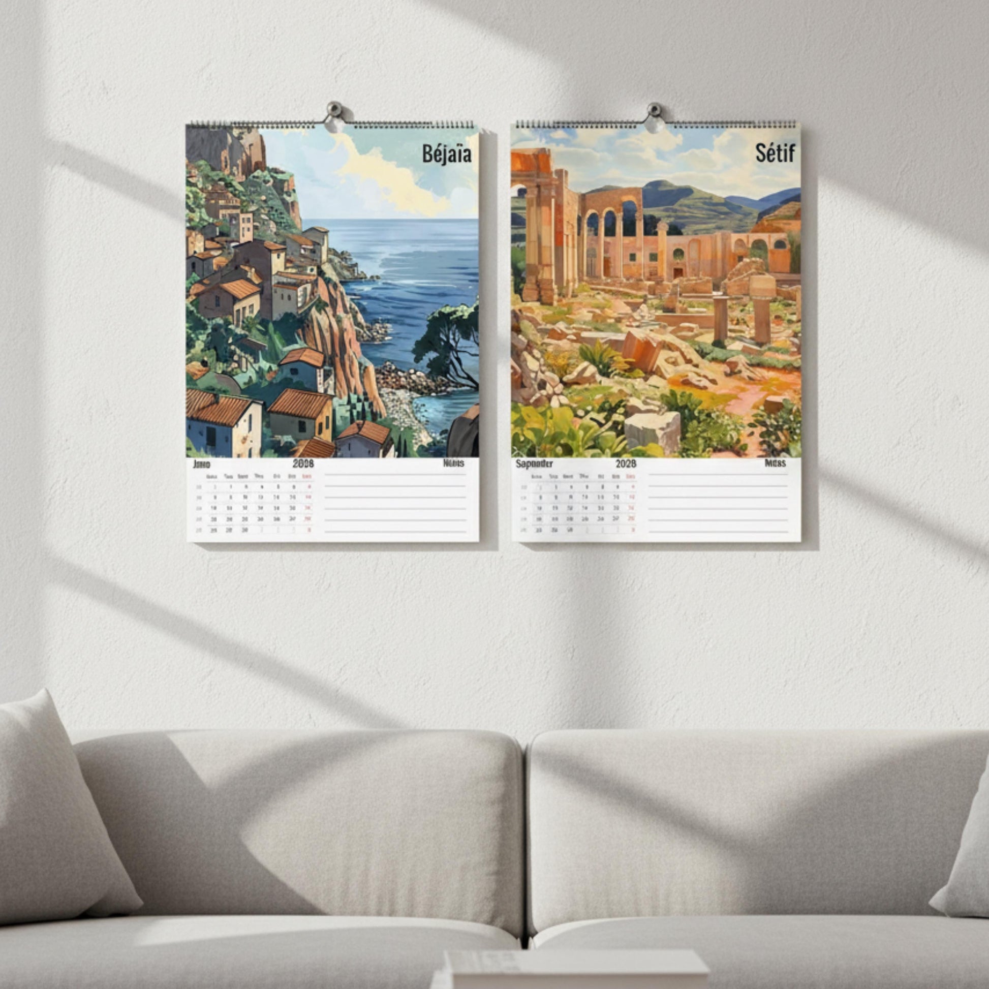 Calendrier Algérie 2026 – 12 Illustrations Artistiques des Villes d’Algérie