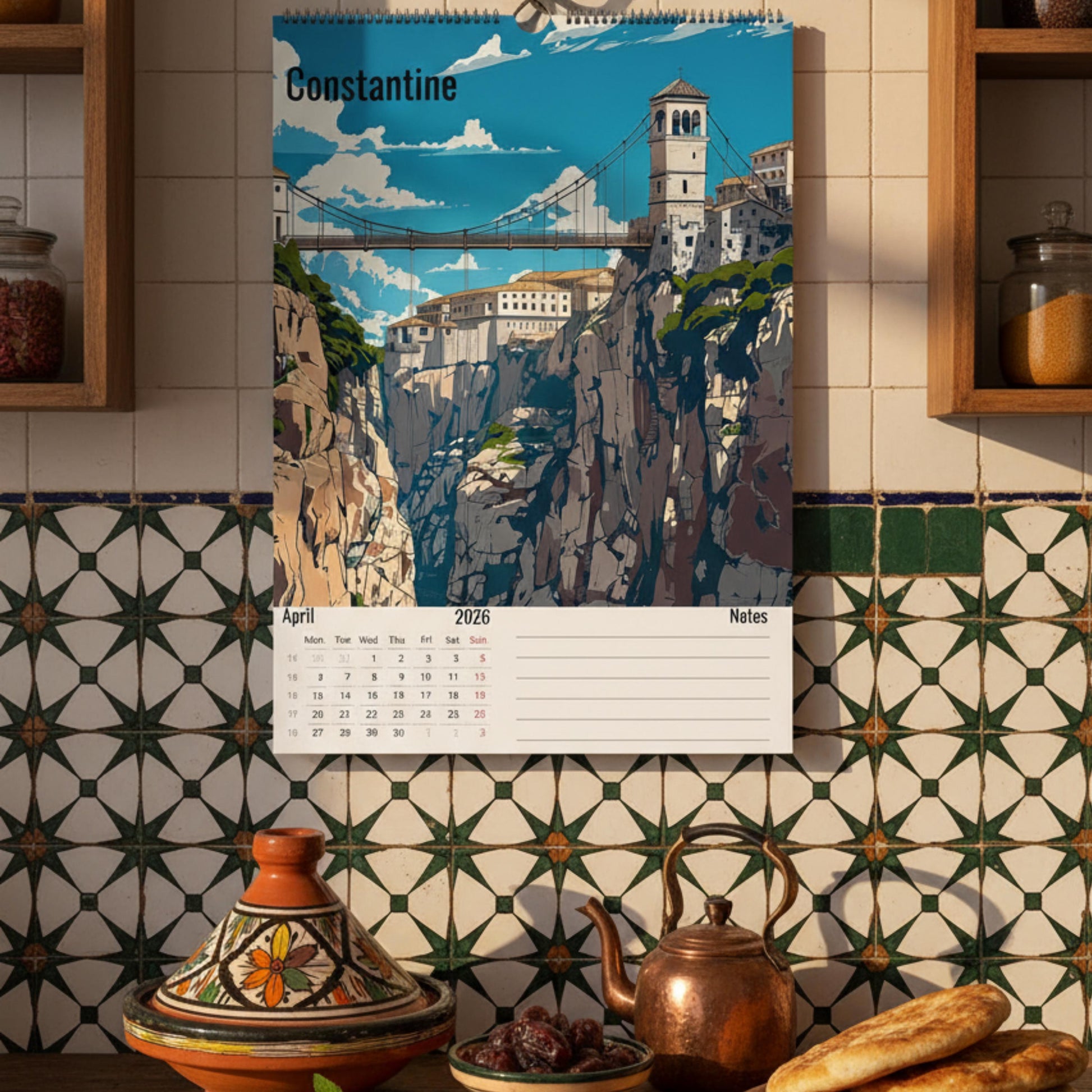 Calendrier Algérie 2026 – 12 Illustrations Artistiques des Villes d’Algérie