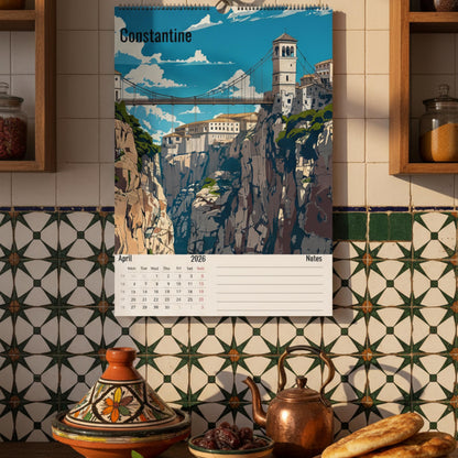 Calendrier Algérie 2026 – 12 Illustrations Artistiques des Villes d’Algérie