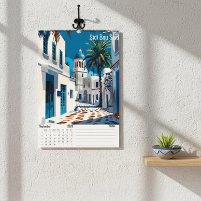 Calendrier Maghreb 2026 – 12 Illustrations Artistiques de la Tunisie, de l’Algérie et du Maroc