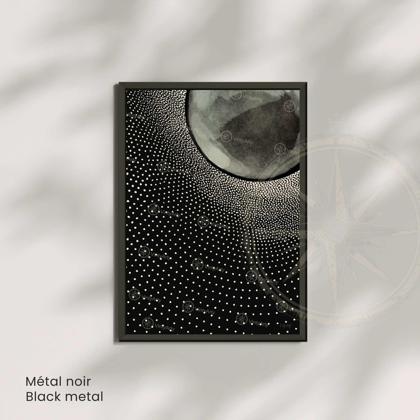 Affiche Lune Noire – Art Minimaliste et Contemporain | Poster Abstrait Noir et Blanc
