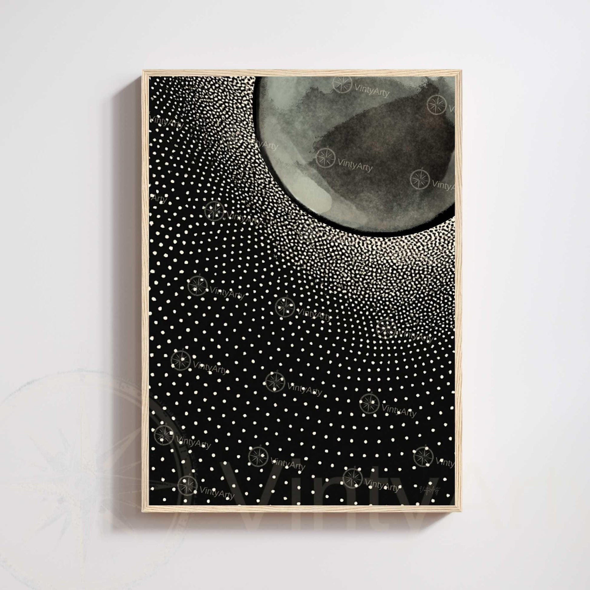 Affiche Lune Noire – Art Minimaliste et Contemporain | Poster Abstrait Noir et Blanc