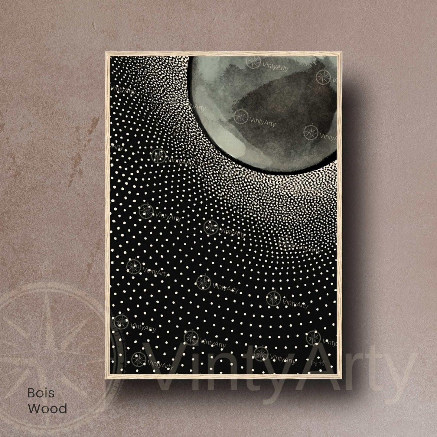 Affiche Lune Noire – Art Minimaliste et Contemporain | Poster Abstrait Noir et Blanc