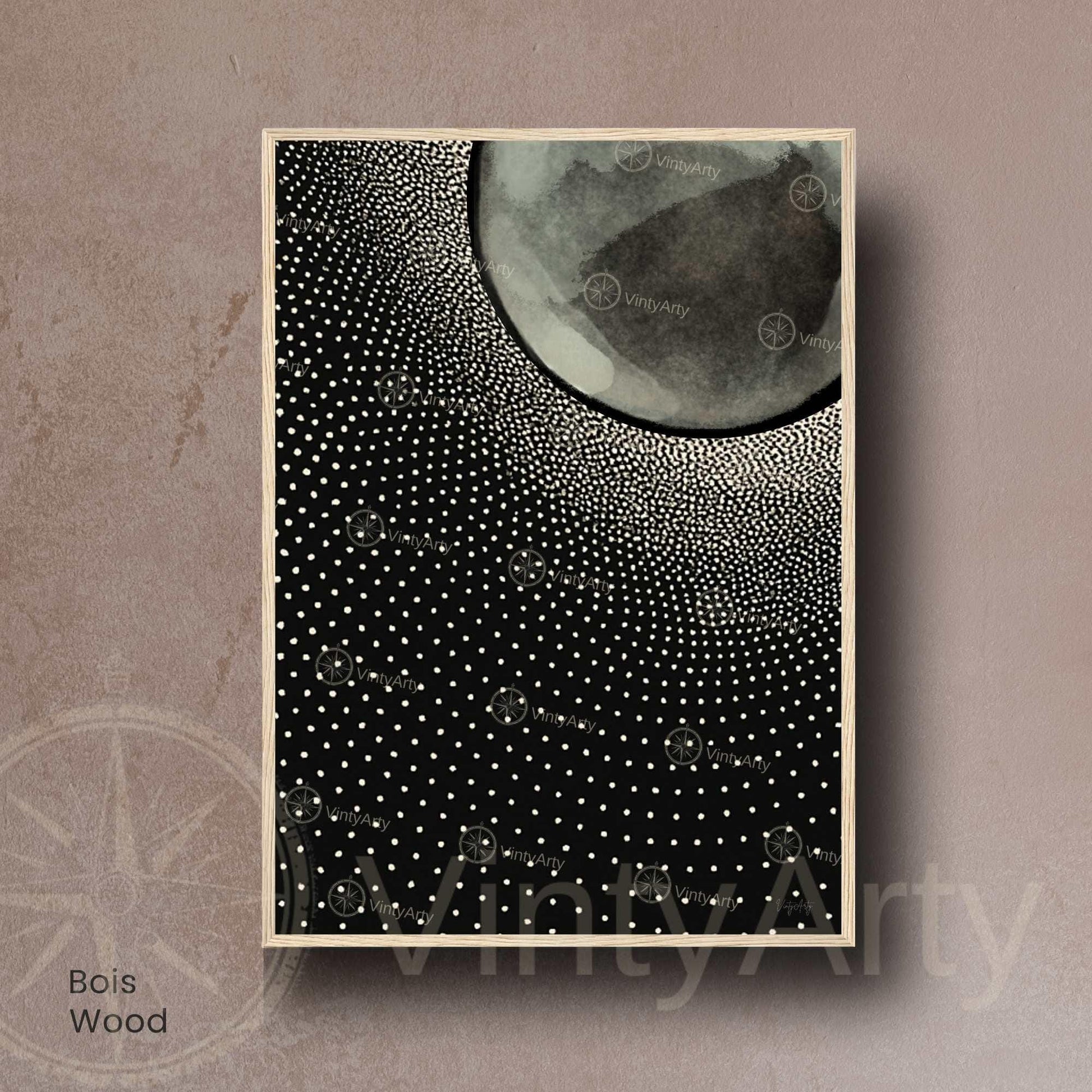 Affiche Lune Noire – Art Minimaliste et Contemporain | Poster Abstrait Noir et Blanc