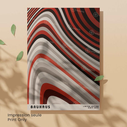 Affiche Bauhaus Rouge – Art Géométrique Abstrait | Poster Design Vintage et Moderne