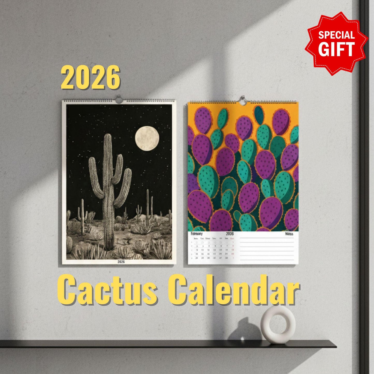 Cactus Calendar 2026 – Desert Art | Modern and Colorful Illustrations
