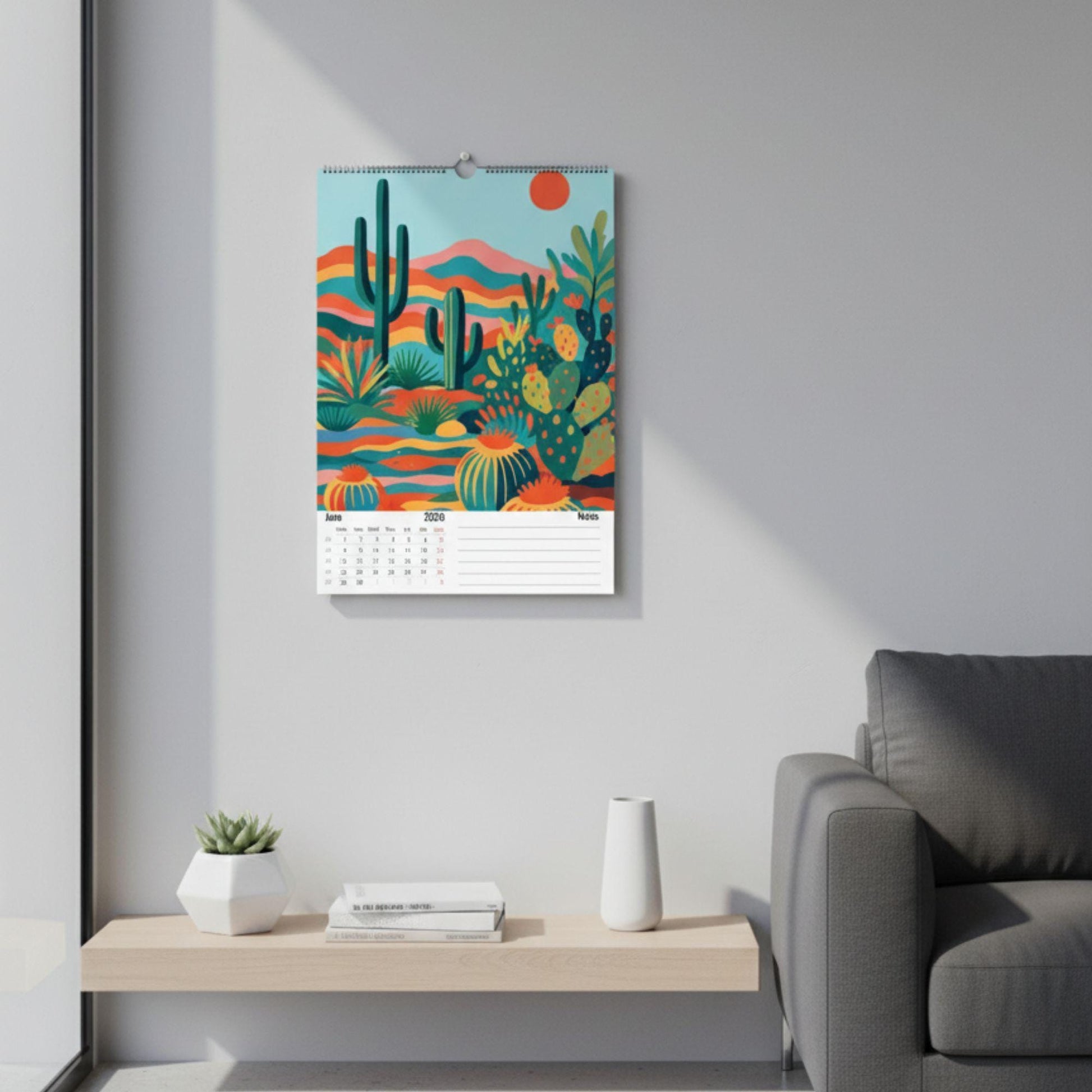 Calendrier 2026 Cactus – Art du Désert | Illustrations Modernes et Colorées
