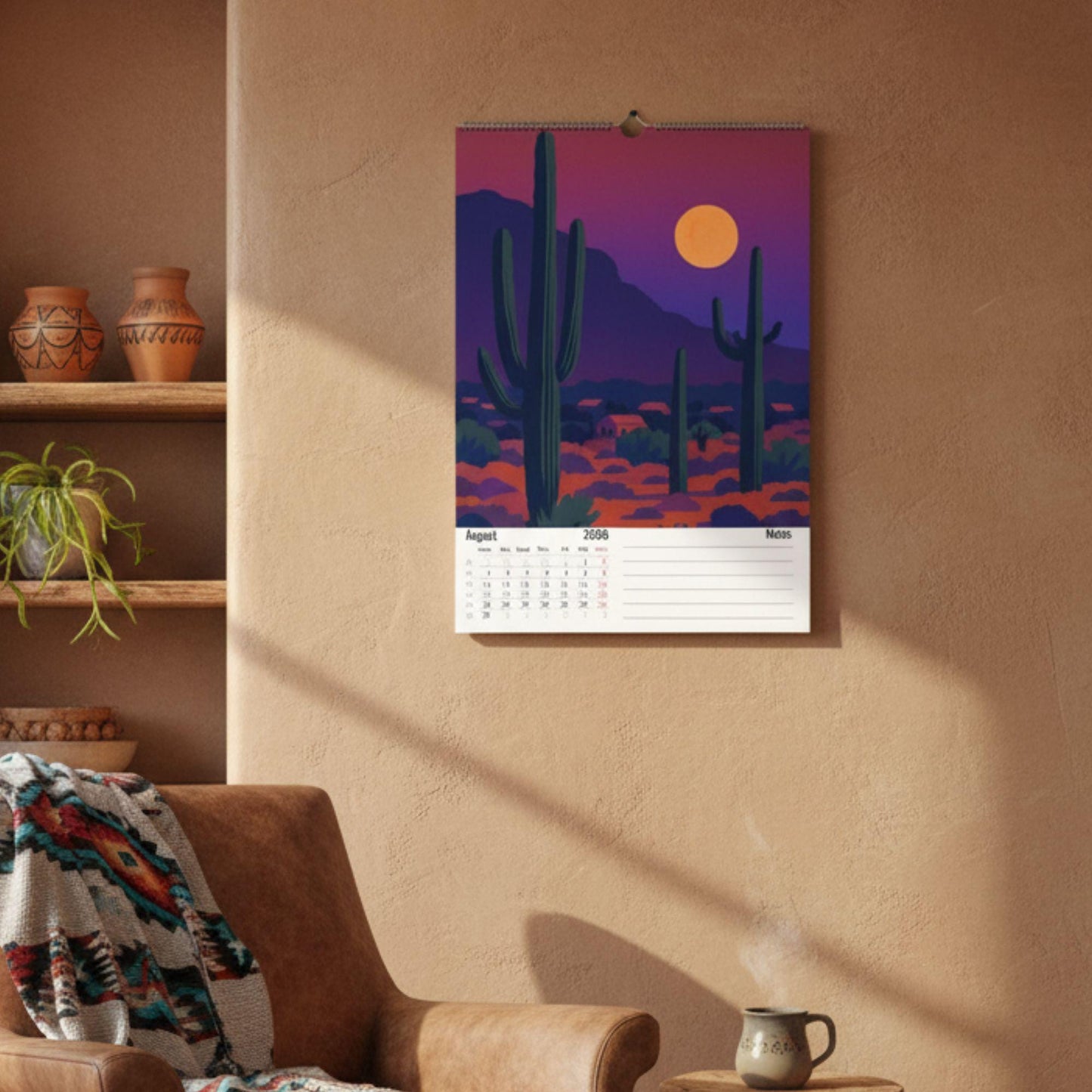 Calendrier 2026 Cactus – Art du Désert | Illustrations Modernes et Colorées