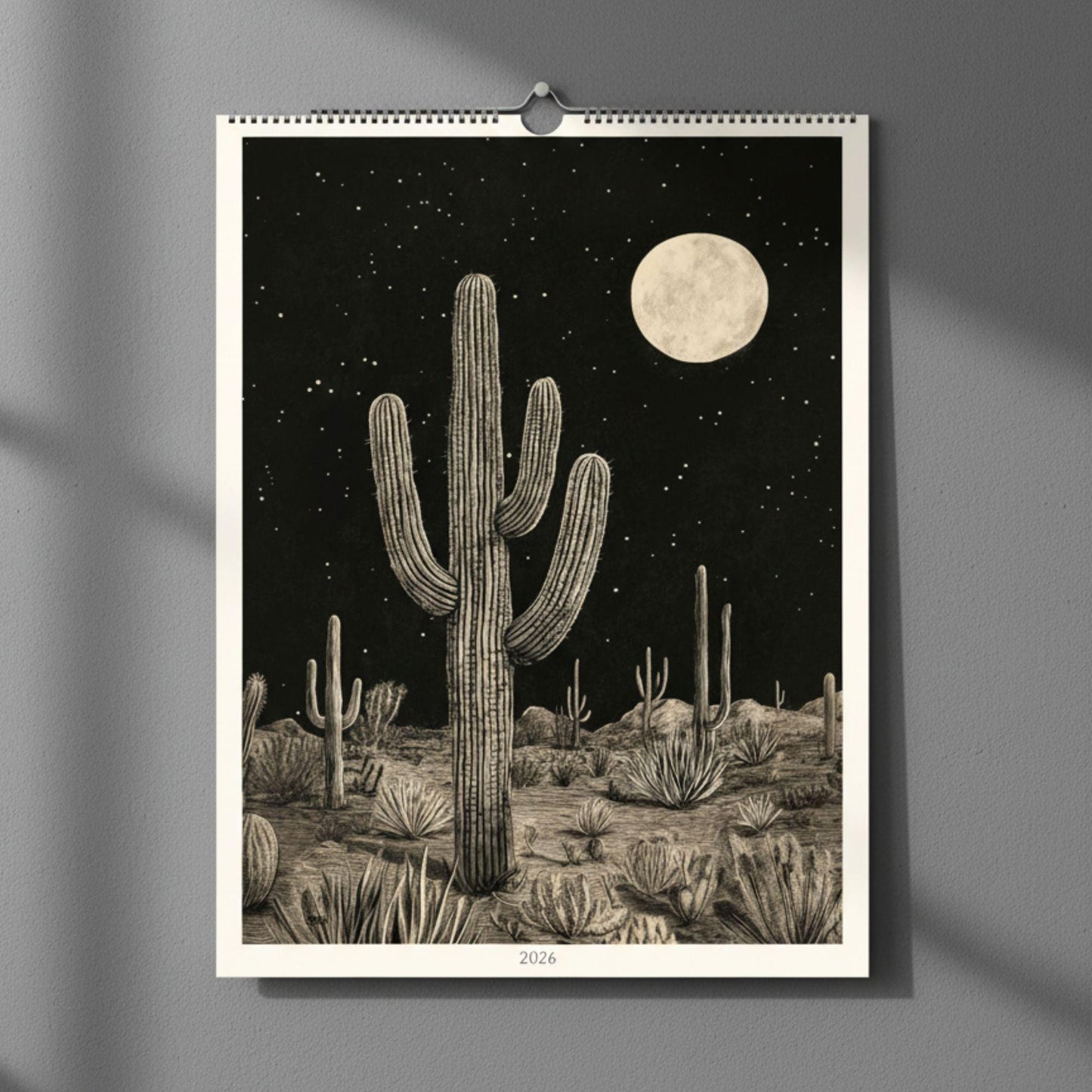 Calendrier 2026 Cactus – Art du Désert | Illustrations Modernes et Colorées