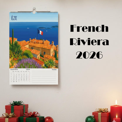 Calendrier Côte d’Azur 2026 – Calendrier mural illustré | Villes & paysages de la French Riviera | Illustrations réutilisables en affiches