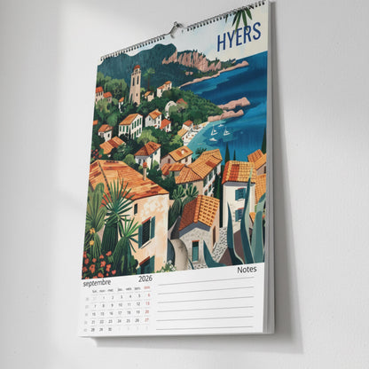 Calendrier Côte d’Azur 2026 – Calendrier mural illustré | Villes & paysages de la French Riviera | Illustrations réutilisables en affiches