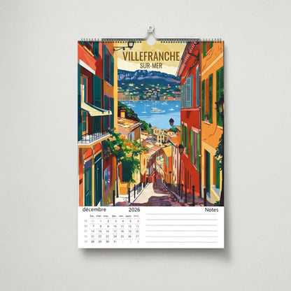 Calendrier Côte d’Azur 2026 – Calendrier mural illustré | Villes & paysages de la French Riviera | Illustrations réutilisables en affiches