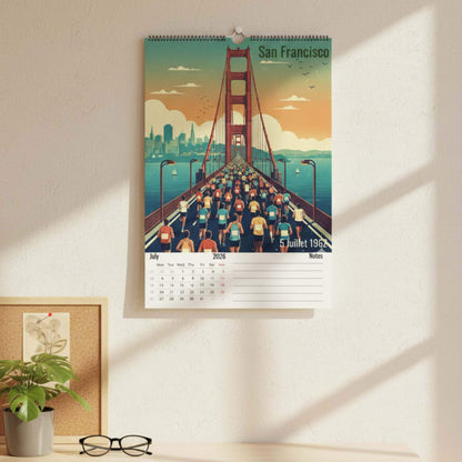 Calendrier Marathon 2026 – 12 Marathons Iconiques Illustrés