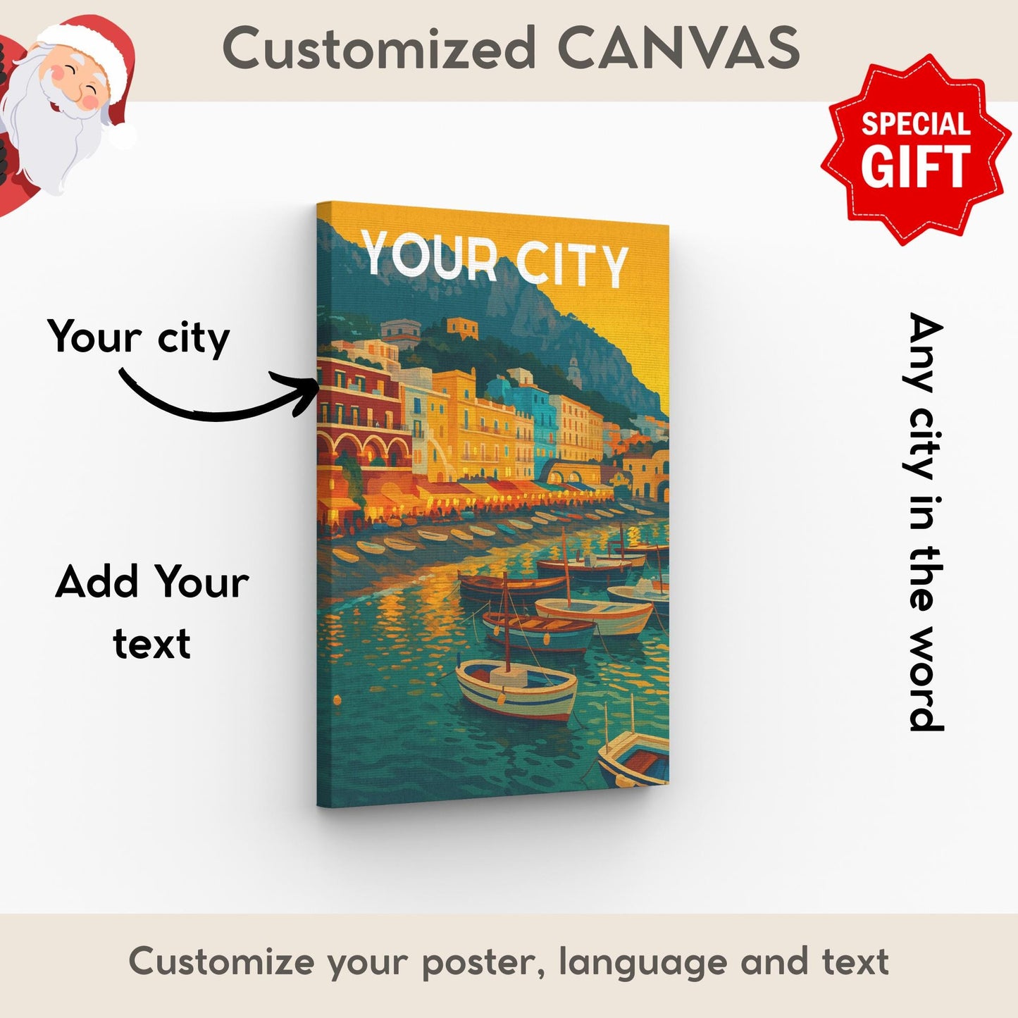 Toile personnalisée – Illustration de votre ville | Cadeau unique & décoration premium
