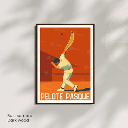 Affiche Pelote Basque – Illustration Sportive Vintage Moderne
