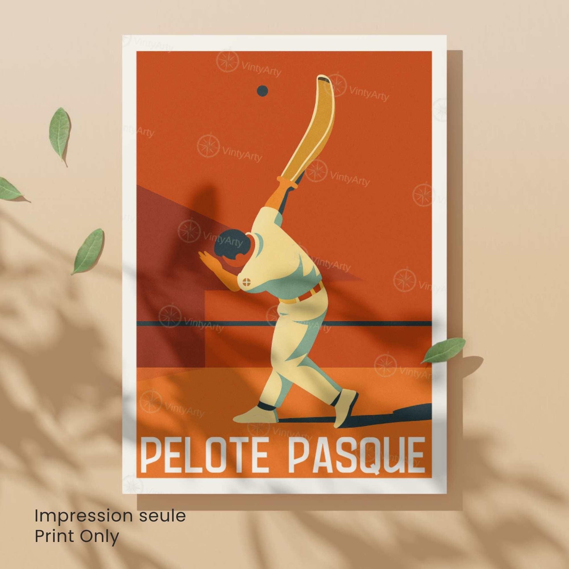 Affiche Pelote Basque – Illustration Sportive Vintage Moderne