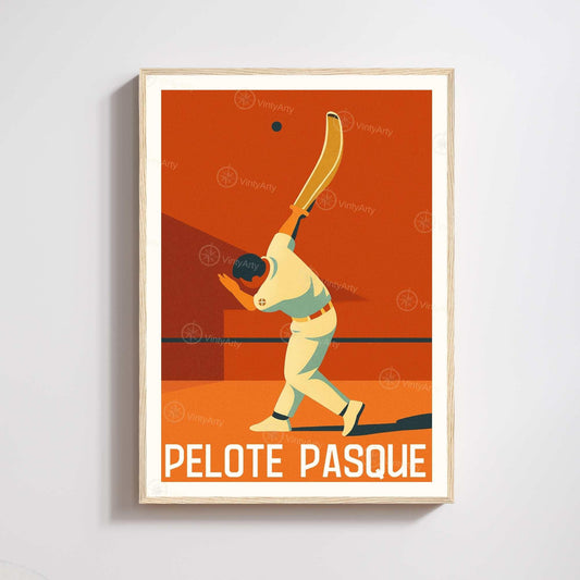 Affiche Pelote Basque – Illustration Sportive Vintage Moderne