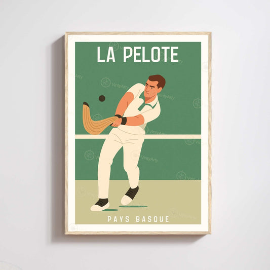 Affiche Pelote Basque – Illustration Sportive Vintage Pays Basque