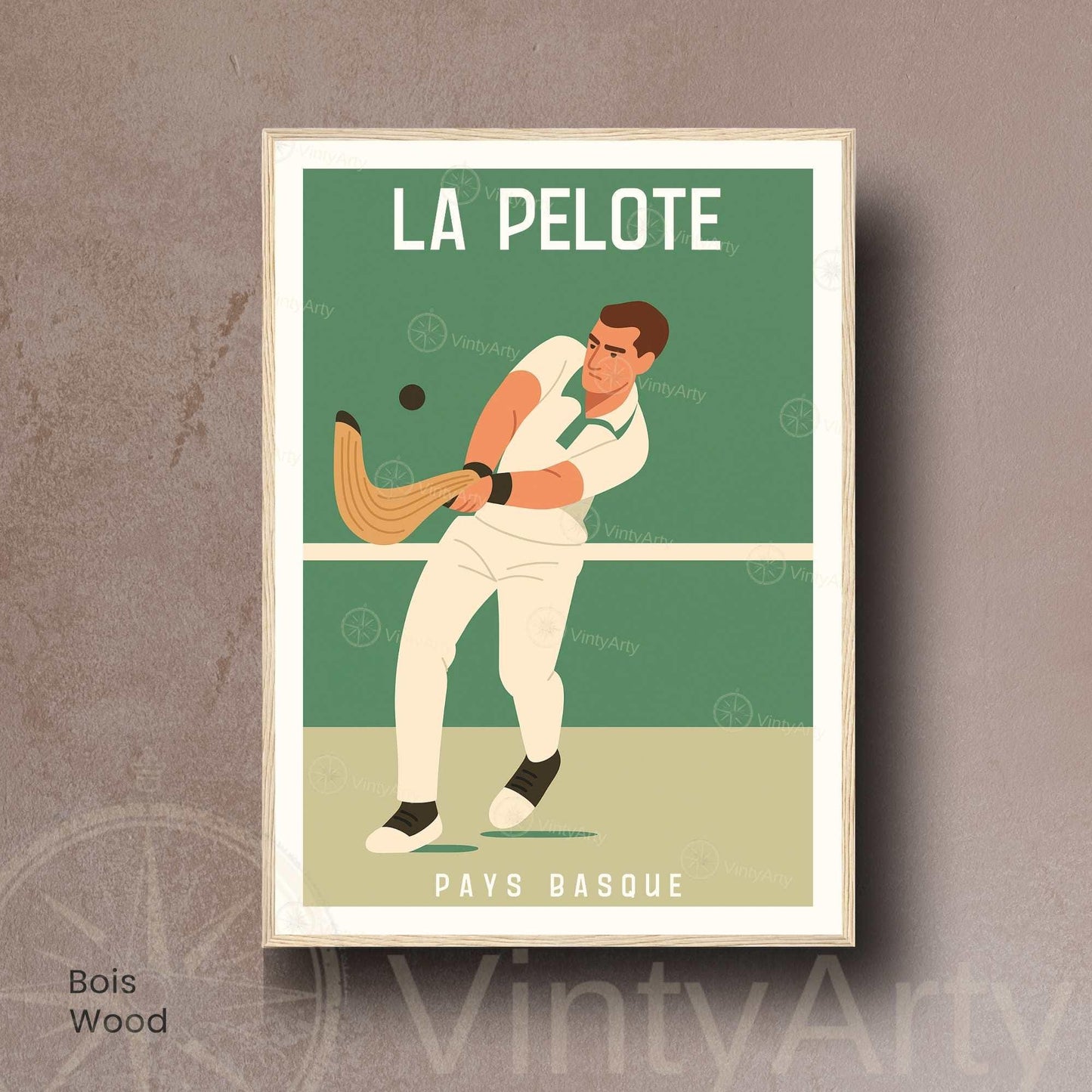 Affiche Pelote Basque – Illustration Sportive Vintage Pays Basque - Souvenir pays basque