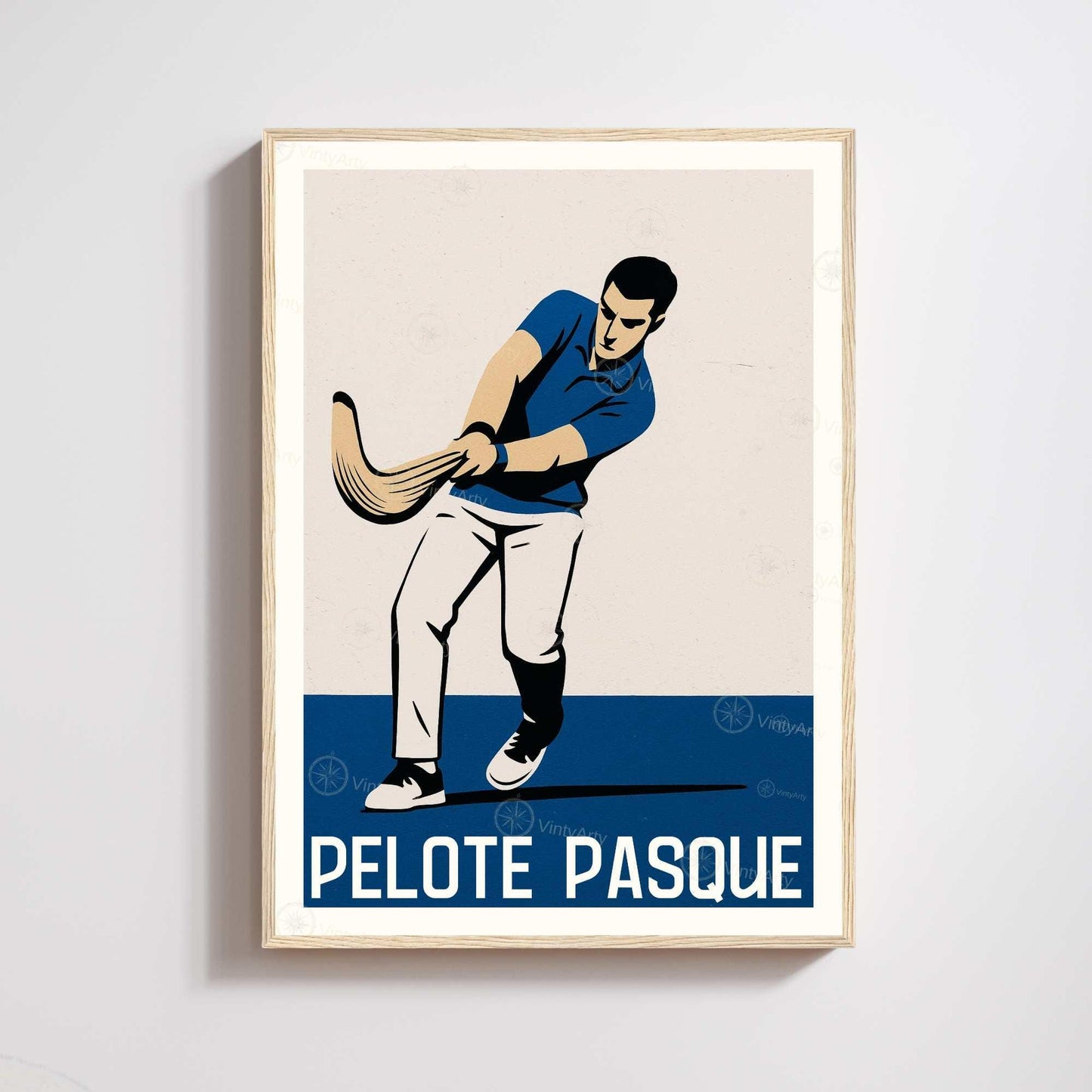 Affiche Pelote Basque – Illustration Sportive Vintage Moderne