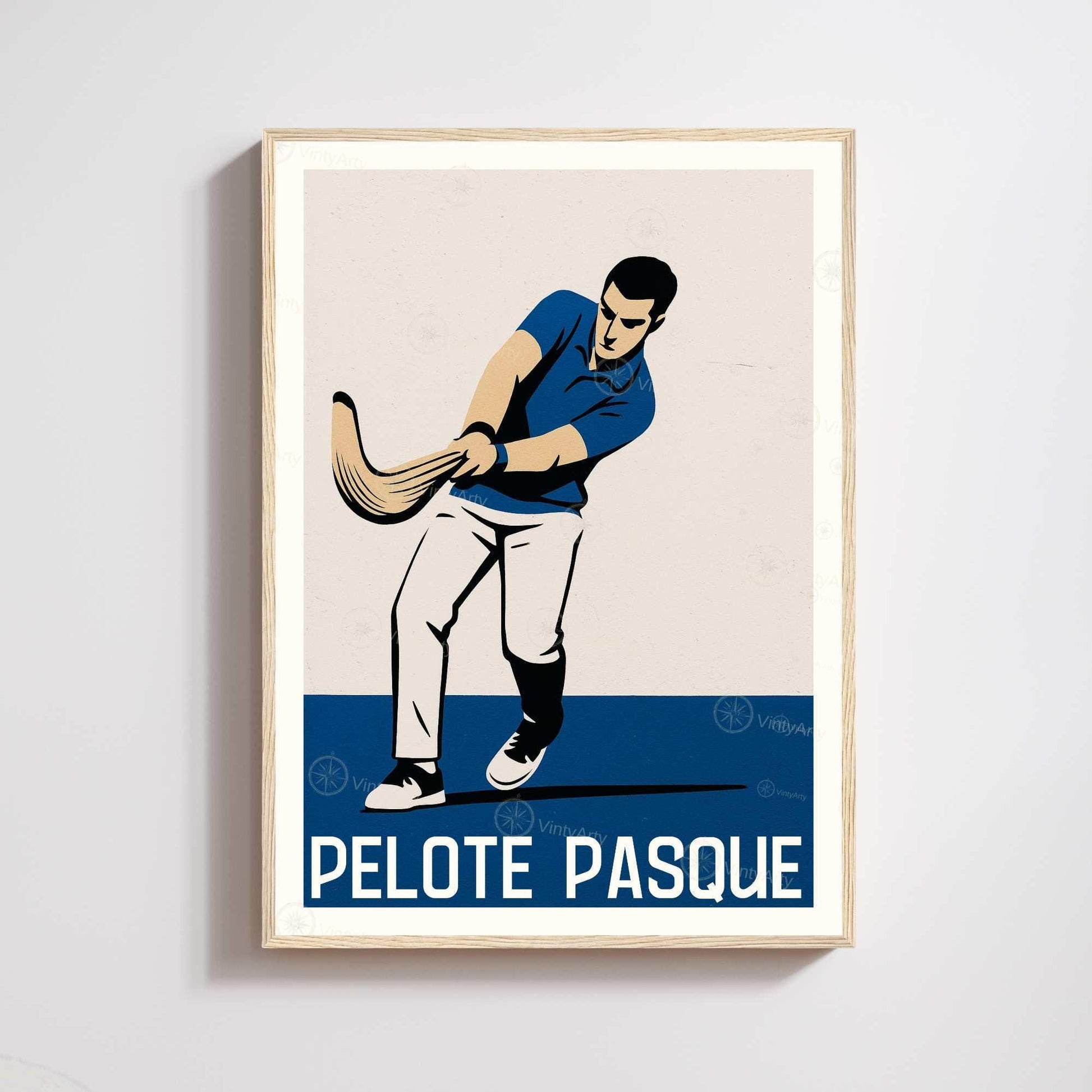 Affiche Pelote Basque – Illustration Sportive Vintage Moderne