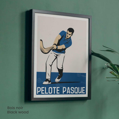 Affiche Pelote Basque – Illustration Sportive Vintage Moderne - Souvenir pays basque