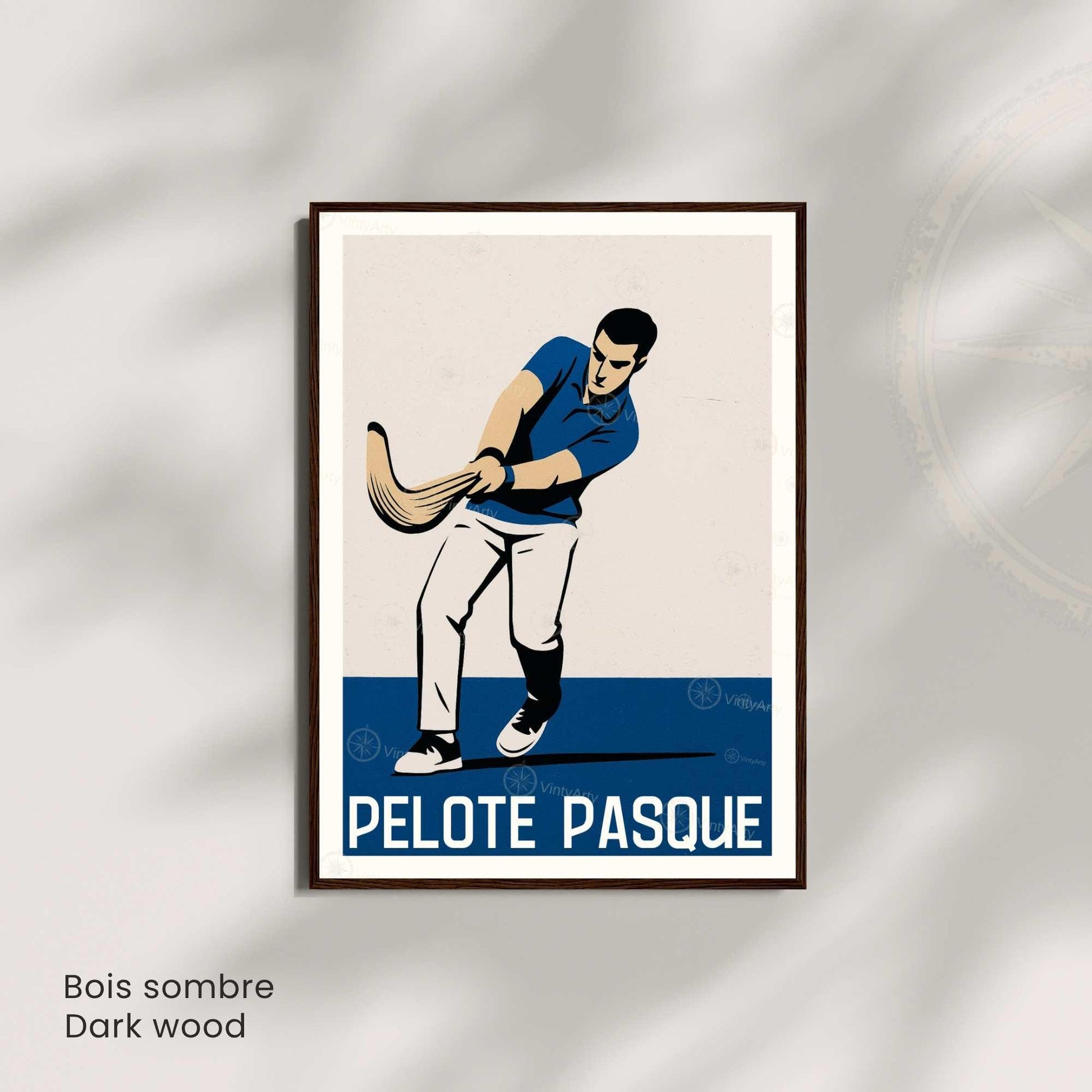 Affiche Pelote Basque – Illustration Sportive Vintage Moderne - Souvenir pays basque