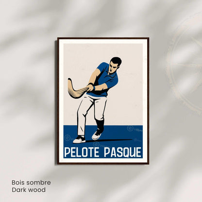 Affiche Pelote Basque – Illustration Sportive Vintage Moderne - Souvenir pays basque