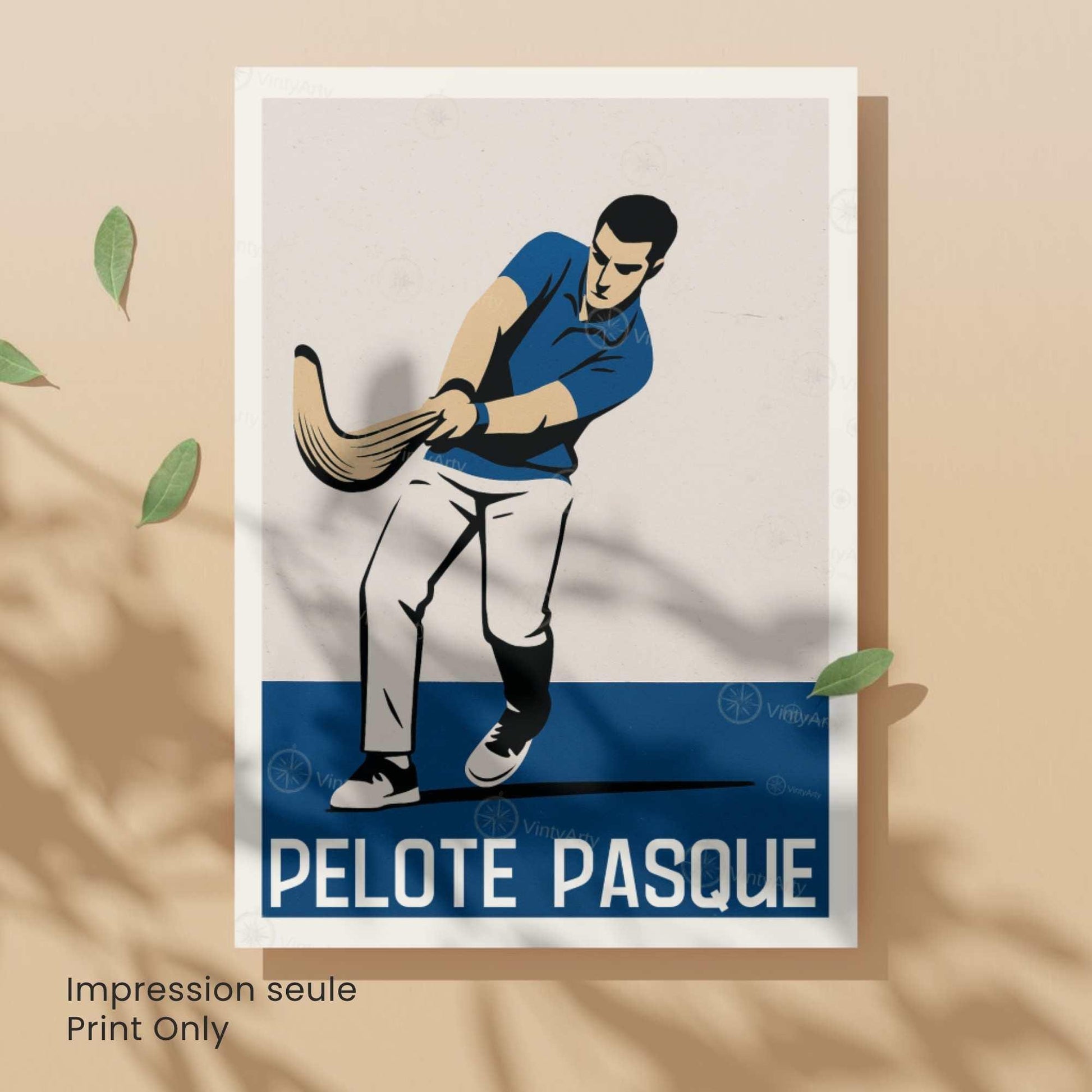 Affiche Pelote Basque – Illustration Sportive Vintage Moderne - Souvenir pays basque