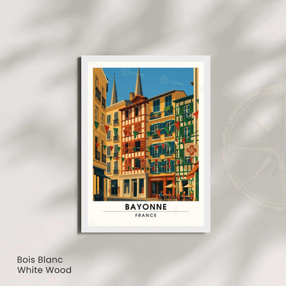Affiche Bayonne – Illustration Graphique des Façades Basques