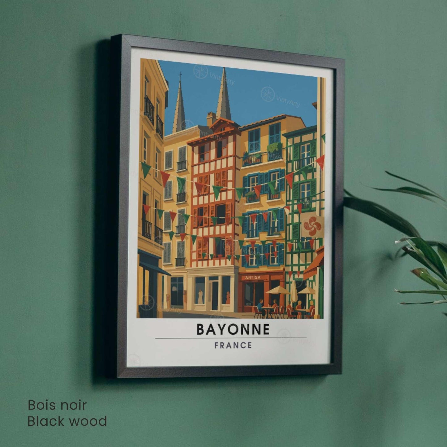 Affiche Bayonne – Illustration Graphique des Façades Basques