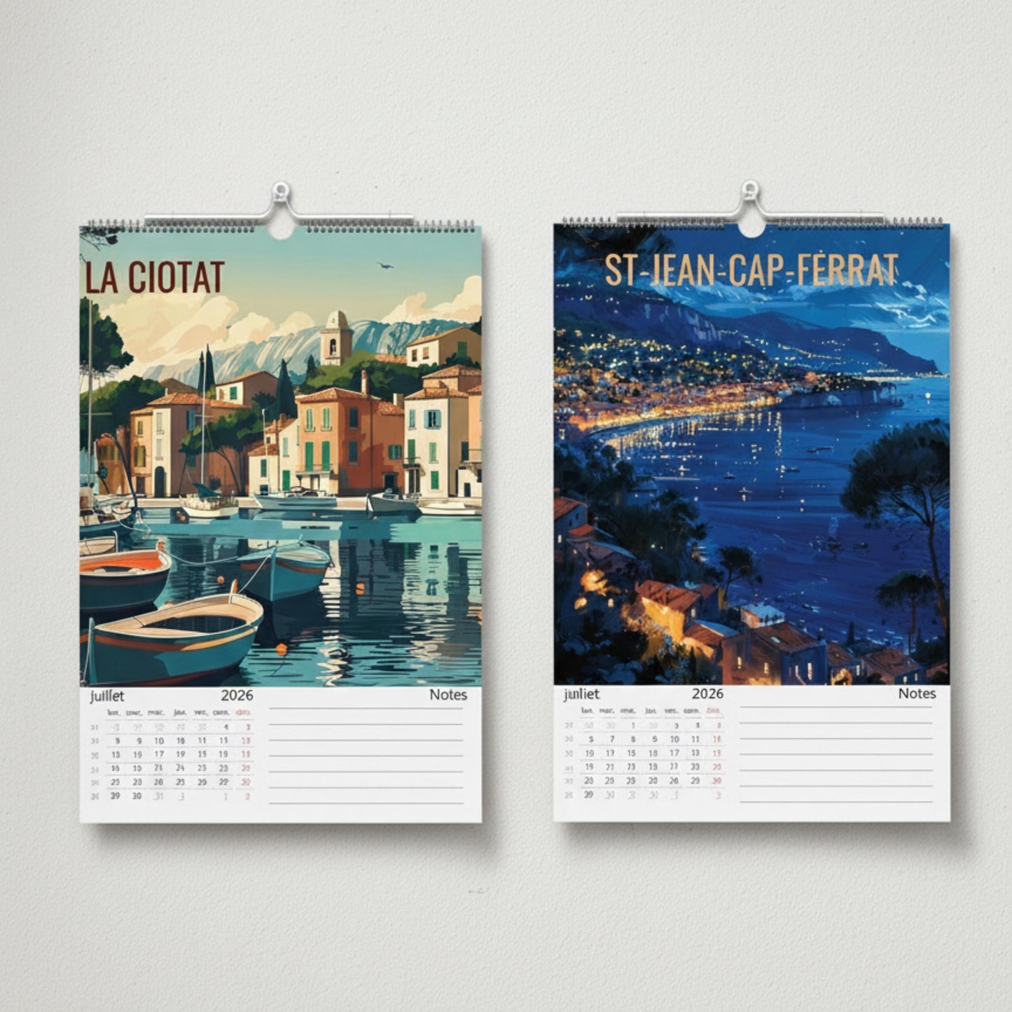 Calendrier Côte d’Azur 2026 – Calendrier mural illustré | Villes & paysages de la French Riviera | Illustrations réutilisables en affiches