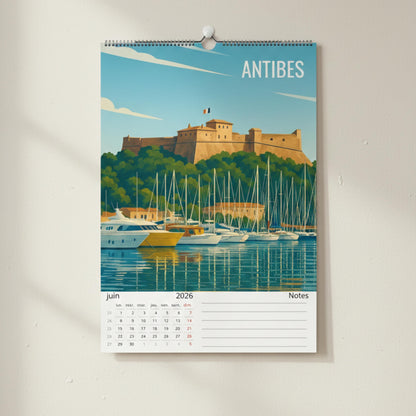 Calendrier Côte d’Azur 2026 – Calendrier mural illustré | Villes & paysages de la French Riviera | Illustrations réutilisables en affiches