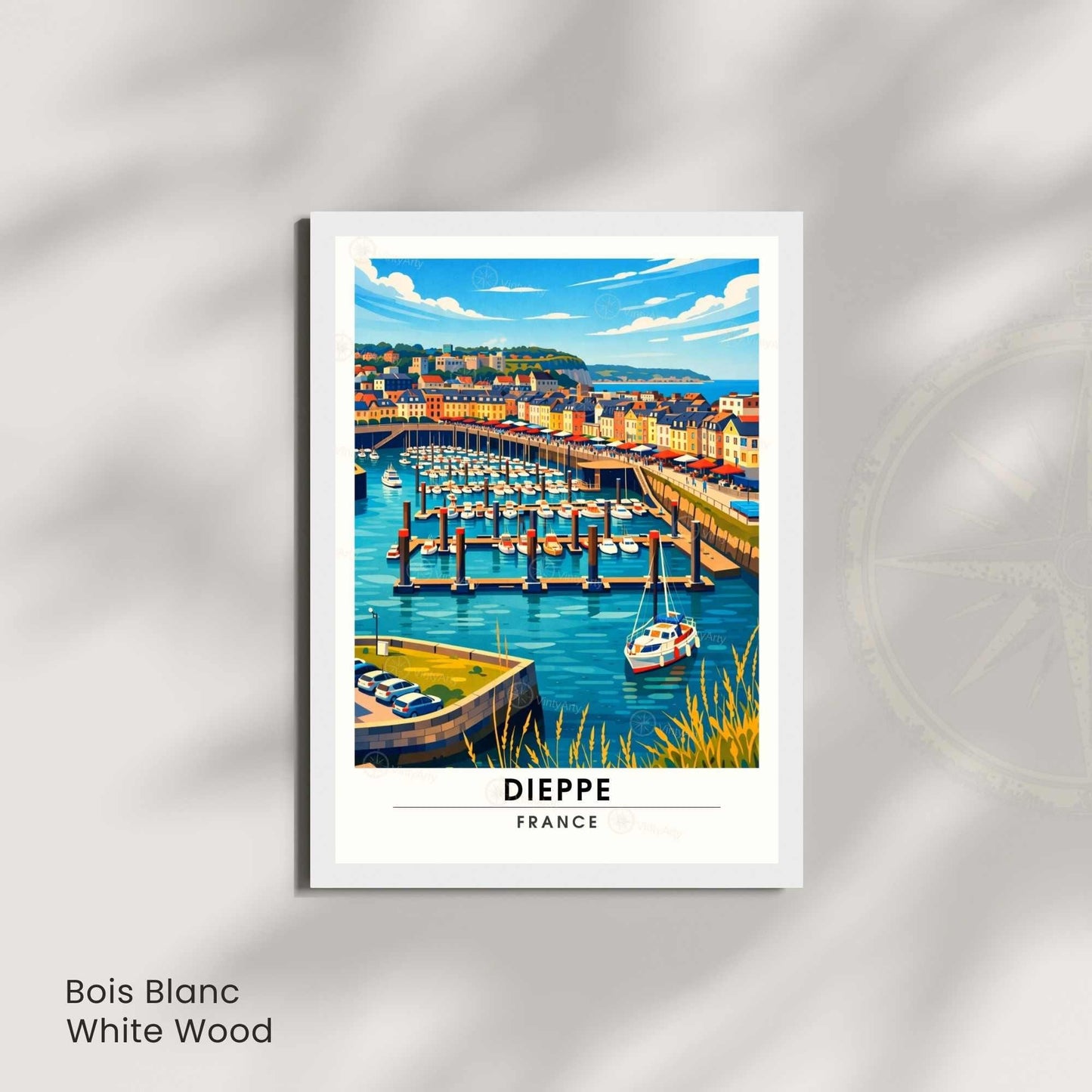 Affiche Dieppe France – Poster Port de Dieppe – Illustration Graphique Bord de Mer – Affiche Voyage Vintage – Décoration Murale