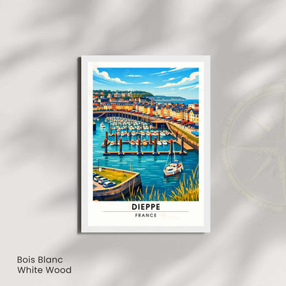 Affiche Dieppe France – Poster Port de Dieppe – Illustration Graphique Bord de Mer – Affiche Voyage Vintage – Décoration Murale