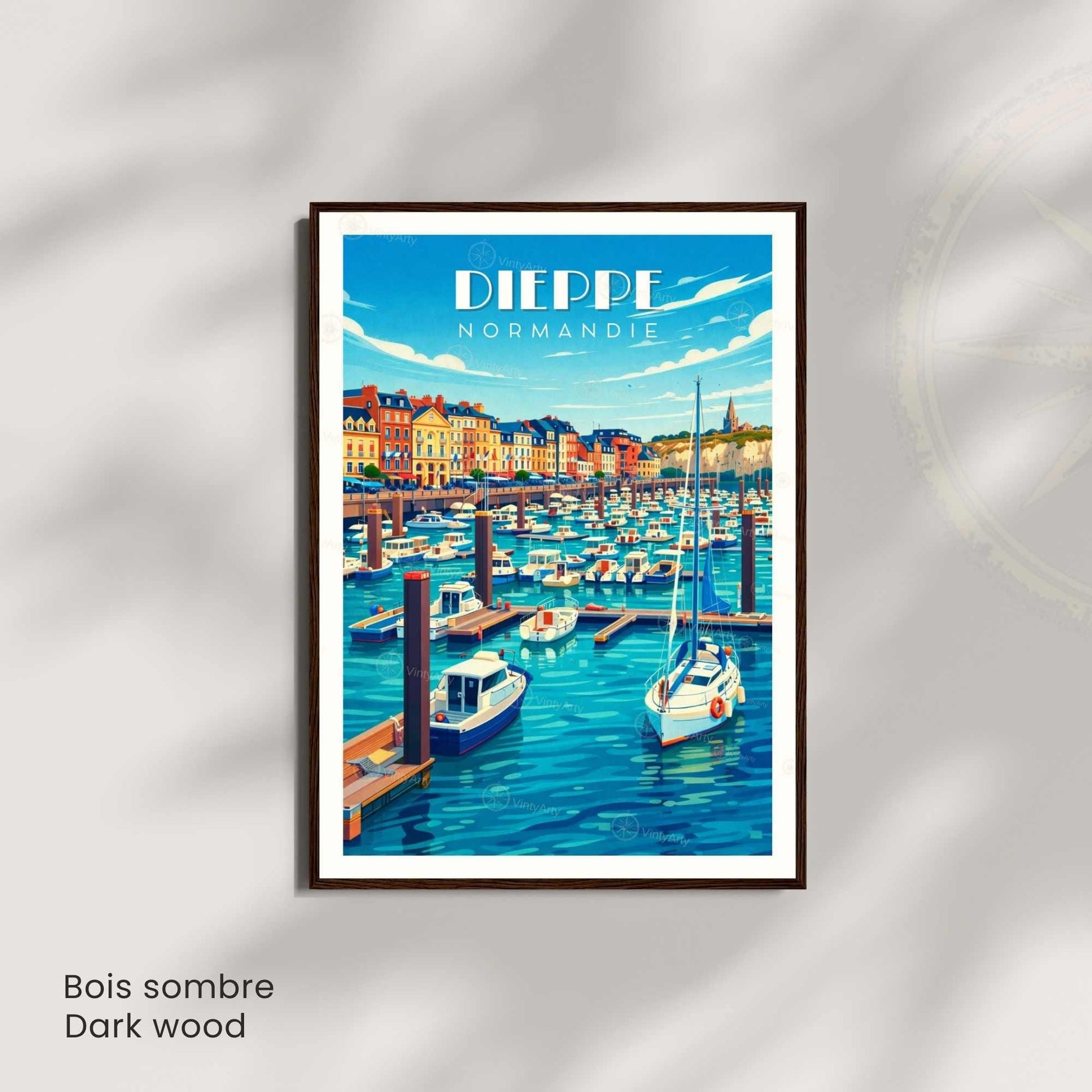 Affiche Dieppe Normandie – Poster Port de Dieppe – Illustration Voyage Bord de Mer – Affiche Graphique Vintage – Décoration Murale France