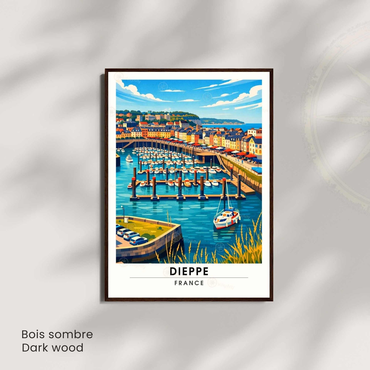 Affiche Dieppe France – Poster Port de Dieppe – Illustration Graphique Bord de Mer – Affiche Voyage Vintage – Décoration Murale