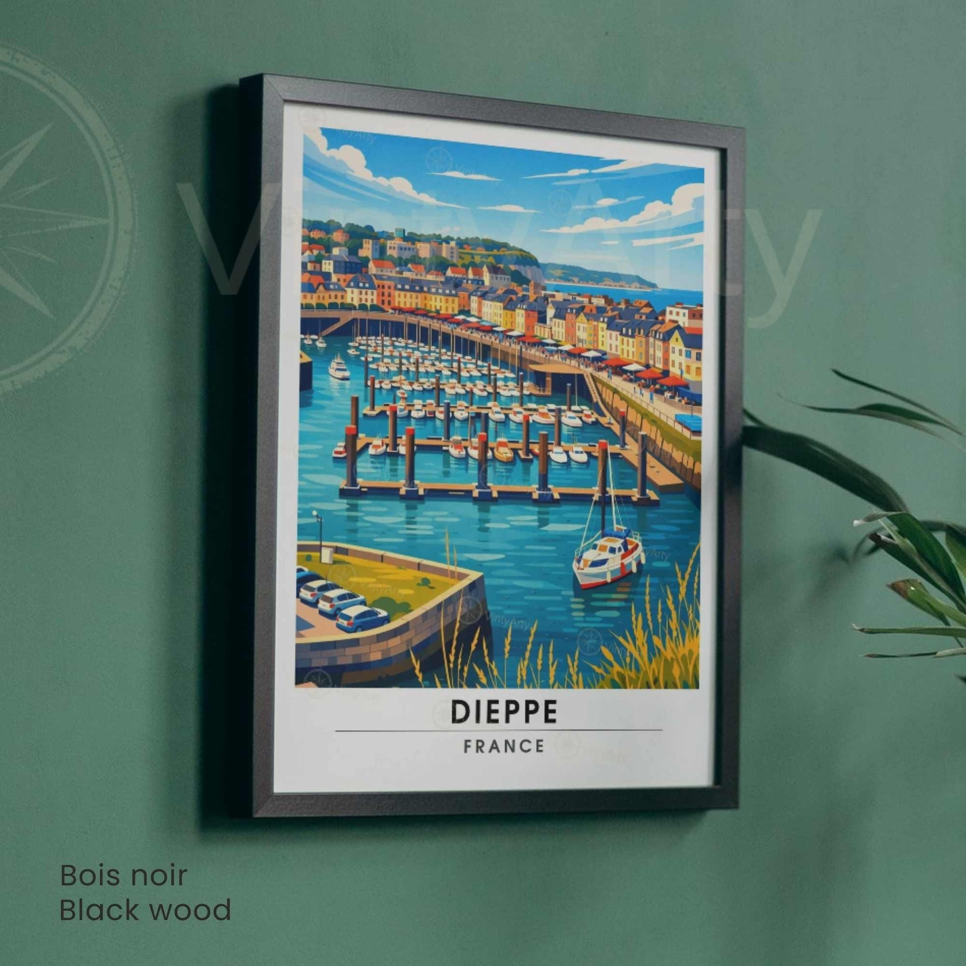 Affiche Dieppe France – Poster Port de Dieppe – Illustration Graphique Bord de Mer – Affiche Voyage Vintage – Décoration Murale