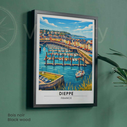 Affiche Dieppe France – Poster Port de Dieppe – Illustration Graphique Bord de Mer – Affiche Voyage Vintage – Décoration Murale