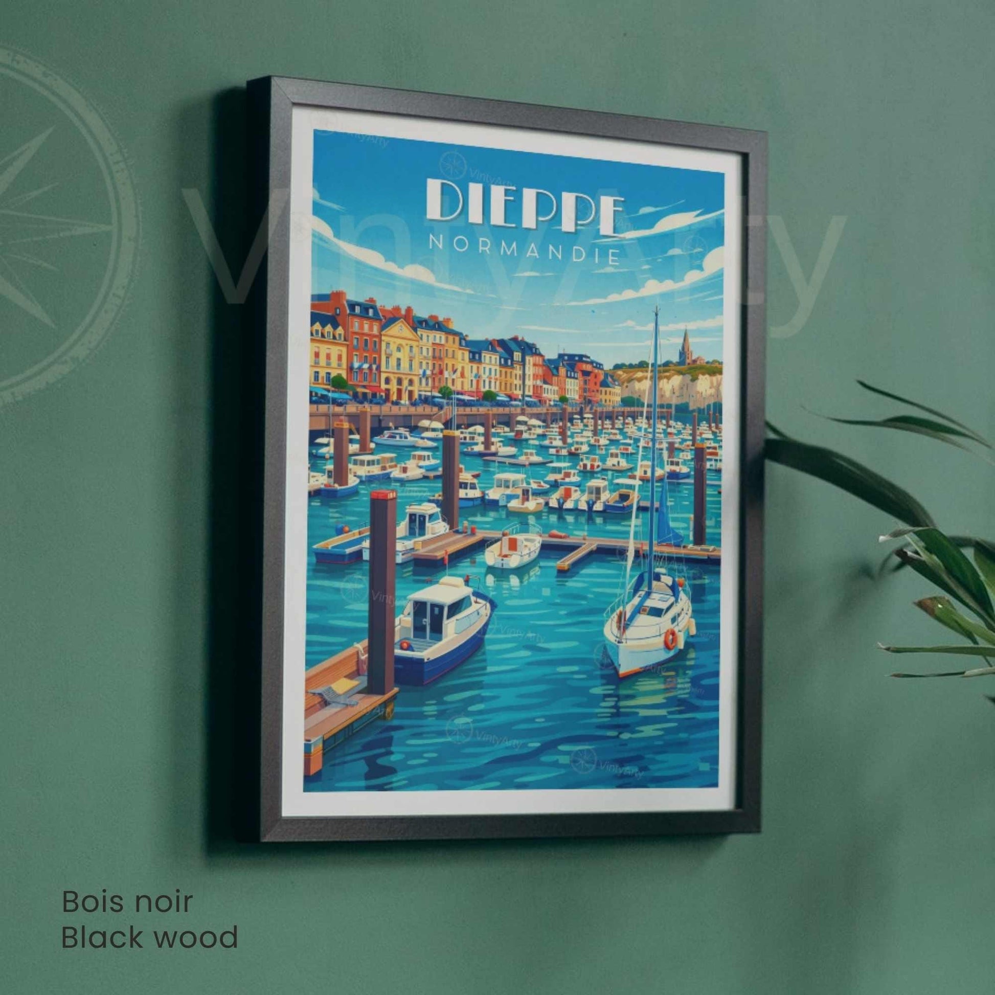 Affiche Dieppe Normandie – Poster Port de Dieppe – Illustration Voyage Bord de Mer – Affiche Graphique Vintage – Décoration Murale France