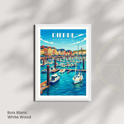 Affiche Dieppe Normandie – Poster Port de Dieppe – Illustration Voyage Bord de Mer – Affiche Graphique Vintage – Décoration Murale France