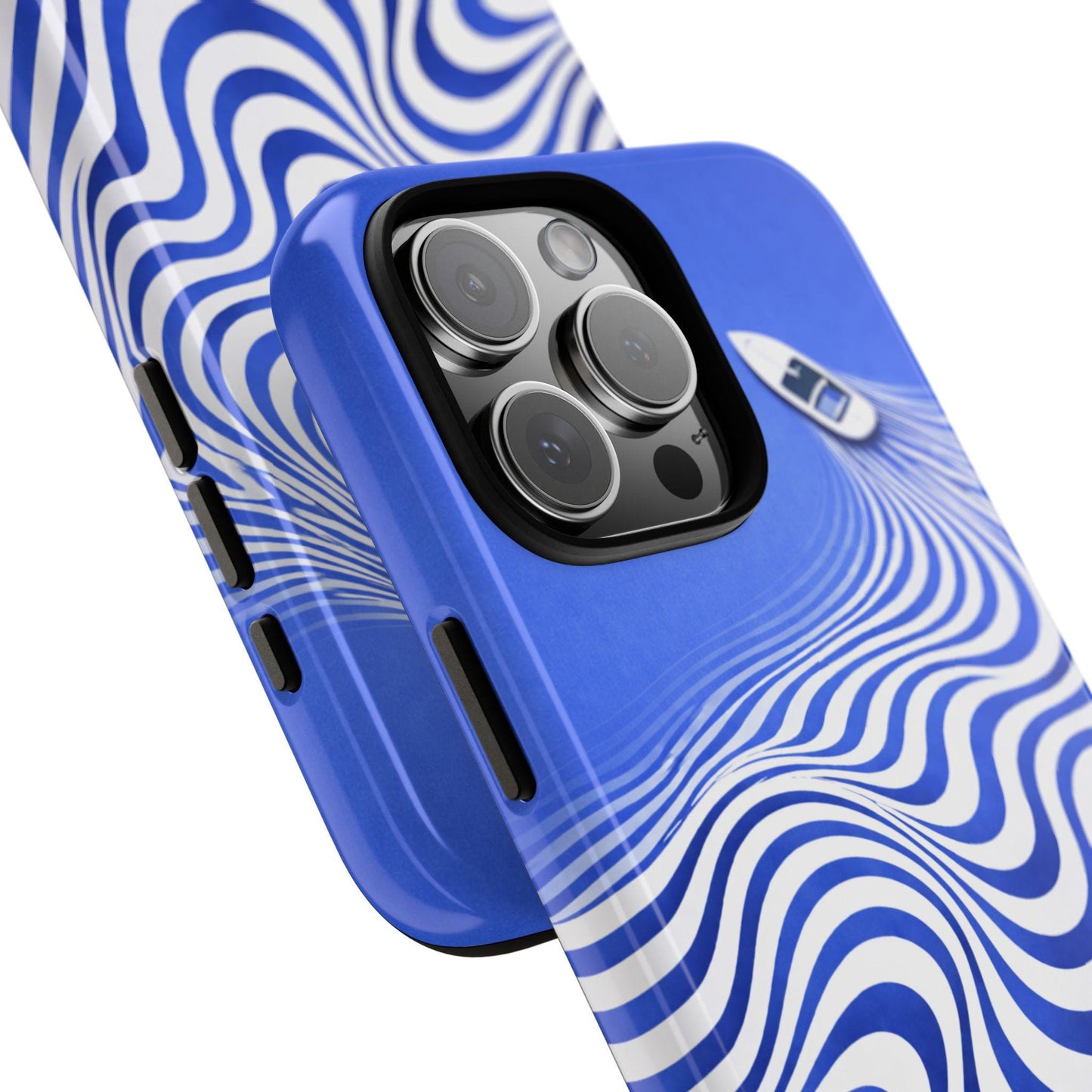 Boat on Wavy Blue Optical Illusion Phone Case | Tough Case