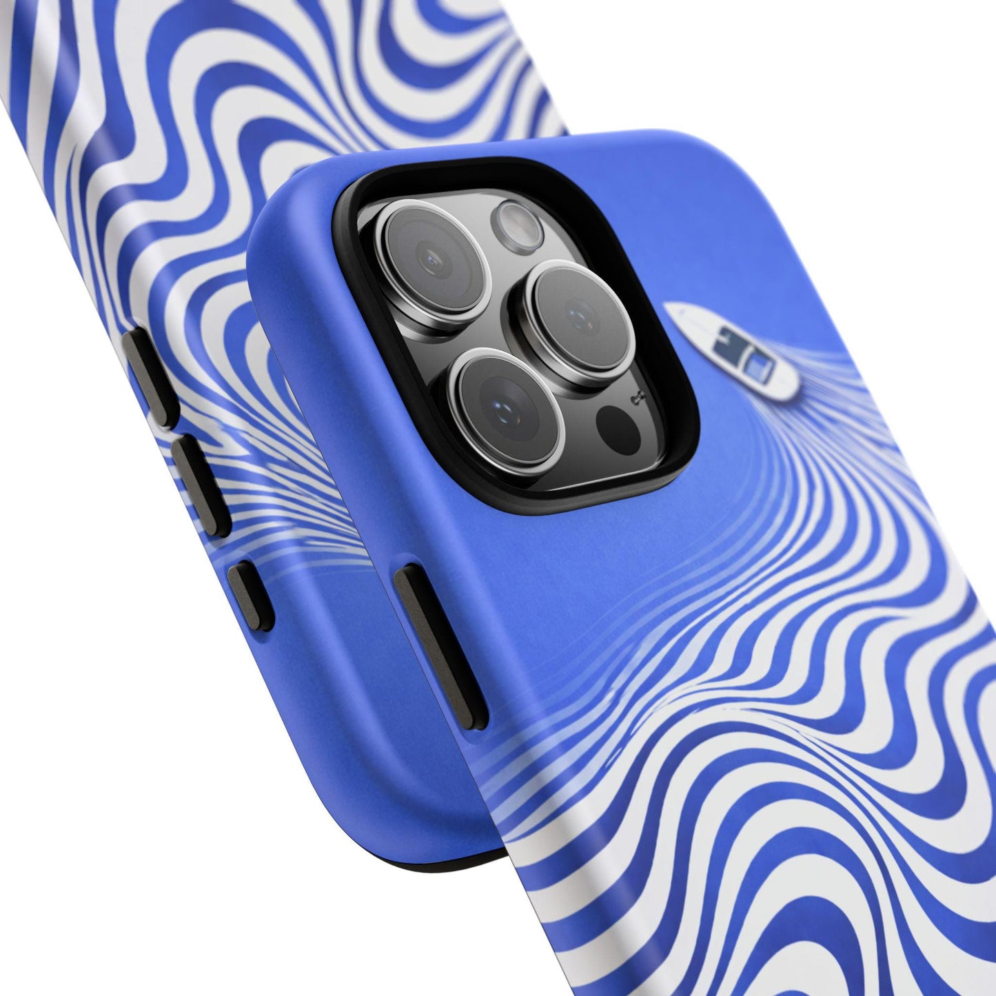 Boat on Wavy Blue Optical Illusion Phone Case | Tough Case