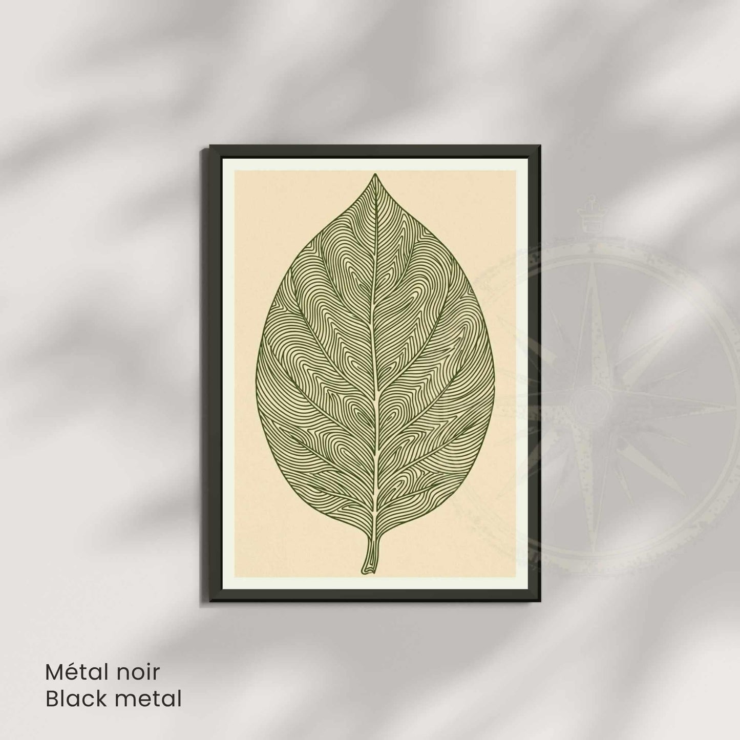 Affiche feuille vert olive — illustration botanique minimaliste