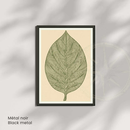 Affiche feuille vert olive — illustration botanique minimaliste